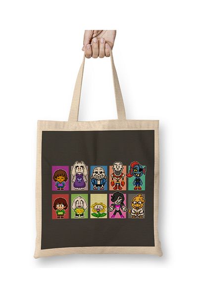 Baskı Dükkanı Geantă din pânză Undertale Friends 05 cu mâner lung