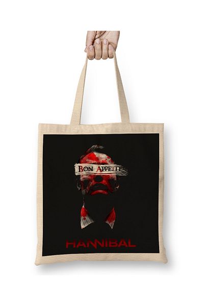Baskı Dükkanı Nerd Bon Appetit - Hannibal υφασμάτινη τσάντα με μακριά λαβή