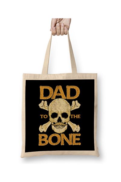 Baskı Dükkanı Funny Dad To The Bone Pun Father's Bad To The Bone υφασμάτινη τσάντα με μακριά λαβή
