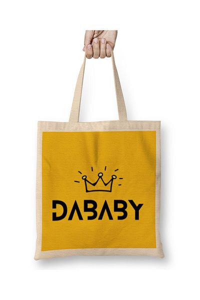 Baskı Dükkanı King DaBaby Hip Hop Rap λογότυπο υφασμάτινη τσάντα με μακριά λαβή