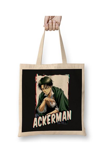 Baskı Dükkanı Attack On Titan Captain Levi Senpai υφασμάτινη τσάντα με μακριά λαβή