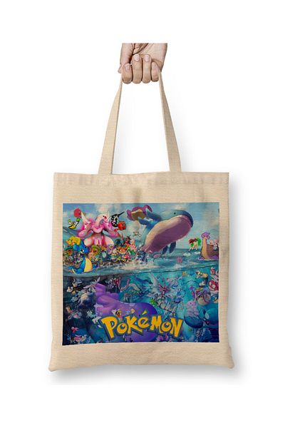 Baskı Dükkanı Pokemon 01 υφασμάτινη τσάντα με μακριά λαβή