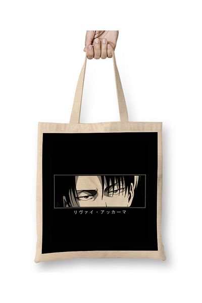 Baskı Dükkanı Attack On Titan Levi Ackerman 01 υφασμάτινη τσάντα με μακριά λαβή