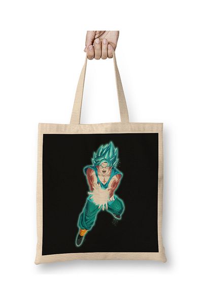 Baskı Dükkanı Υφασμάτινη τσάντα Goku Blue Kamehameha με μακριά λαβή