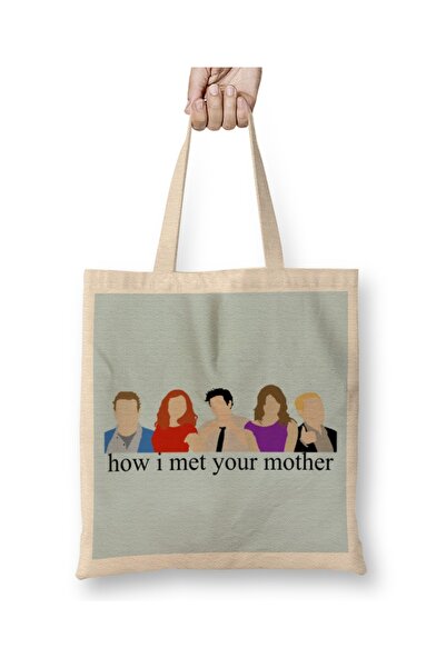 Baskı Dükkanı طباعة How I Met Your Mother من HIMYM مع حقيبة قماش نصية بمقبض طويل