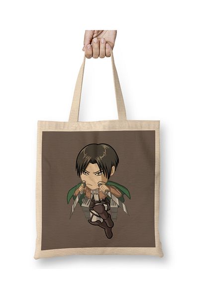 Baskı Dükkanı Attack On Titan Chibi Levi 1 υφασμάτινη τσάντα μακριά λαβή