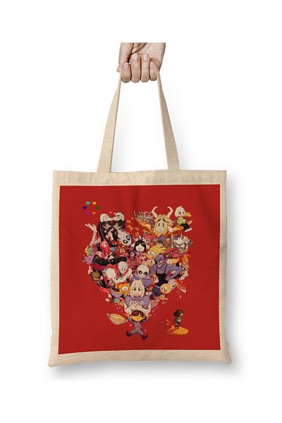 Baskı Dükkanı Geantă din pânză Undertale Friends cu mâner lung