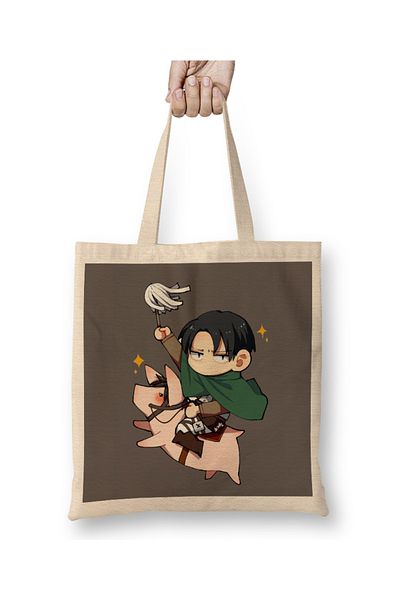 Baskı Dükkanı Attack On Titan Chibi Levi 1 υφασμάτινη τσάντα μακριά λαβή