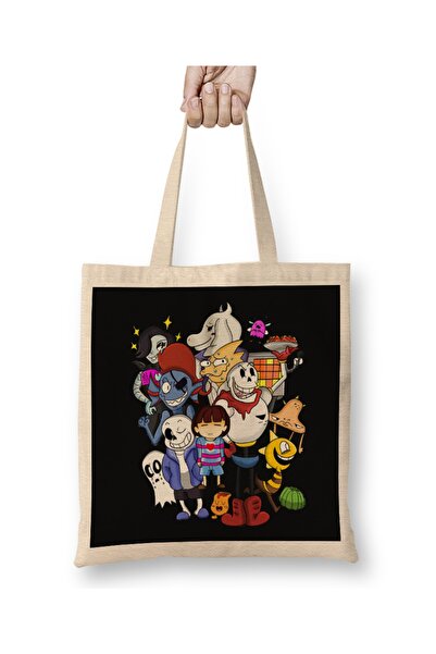 Baskı Dükkanı Undertale porodična tkanina Torba duga Sa ručkom