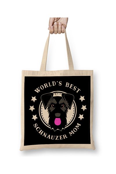 Baskı Dükkanı Worlds Best Schnauzer Mom 03 υφασμάτινη τσάντα με μακριά λαβή