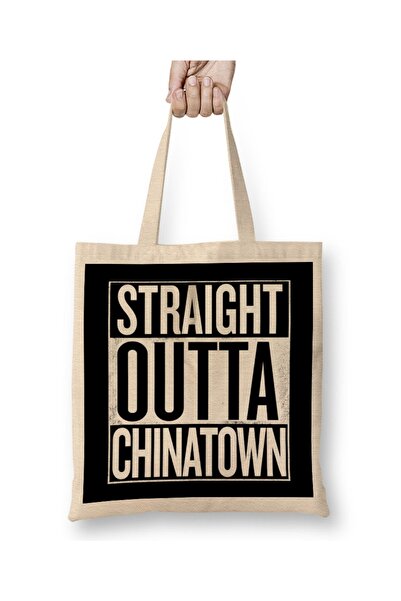 Baskı Dükkanı Straight Outta Chinatown Bela tkanina Torba Duga Sa ručkom