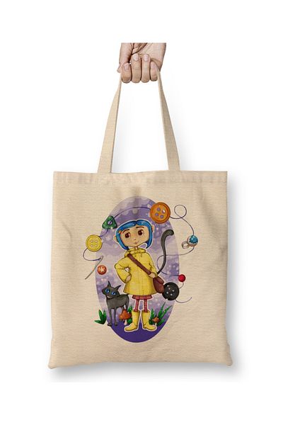 Baskı Dükkanı Coraline Jones 01 υφασμάτινη τσάντα μακριά λαβή