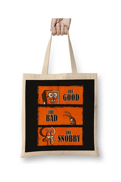 Baskı Dükkanı The Good The Bad & The Snobby Υφασμάτινη τσάντα Μπομπ Σουβενίρ με μακριά λαβή