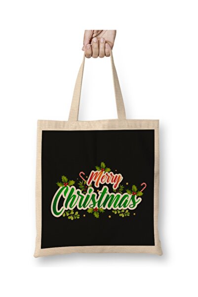Baskı Dükkanı Koncepcija dočeka Nove godine Srećan Božić 013 Tkanina Torba Du...