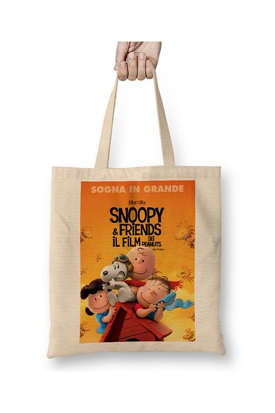 Baskı Dükkanı Snoopy And Friends 01 υφασμάτινη τσάντα με μακριά λαβή