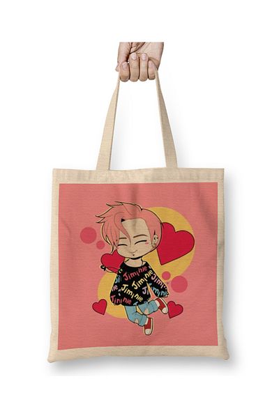Baskı Dükkanı Park Jimin You Never Walk Alone Chibi Jimin υφασμάτινη τσάντα με μακριά λαβή