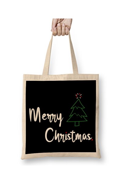 Baskı Dükkanı حقيبة قماش ذات مقبض طويل لعيد الميلاد المجيد 020 لمفهوم العام ا...