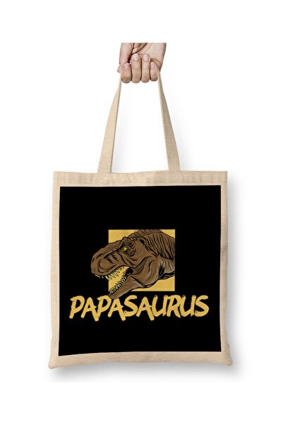 Baskı Dükkanı Smešni Papasaurus Rex T-Rex Dinosaur za Dan očeva, tkanina Torb...