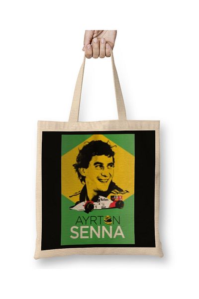 Baskı Dükkanı Ayrton Senna Formula 1 Tote Bag Long Handle