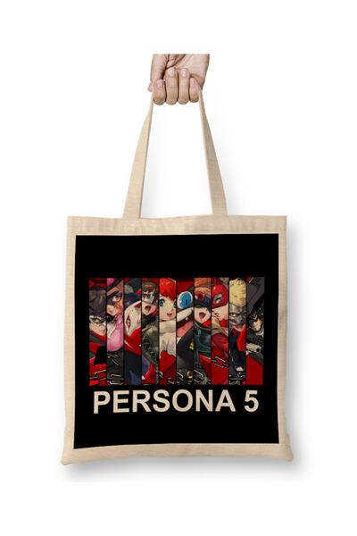 Baskı Dükkanı Geantă din pânză Persona 5 Strikers pentru toți membrii cu mâner lung