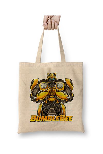 Baskı Dükkanı Bumblebee Be Nice Human 01 υφασμάτινη τσάντα με μακριά λαβή