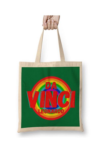 Baskı Dükkanı Leonardo Da Vinci Vintage ρετρό υφασμάτινη τσάντα με μακριά λαβή