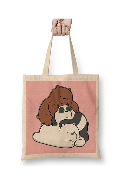 Baskı Dükkanı We Bare Bears 012 υφασμάτινη τσάντα με μακριά λαβή