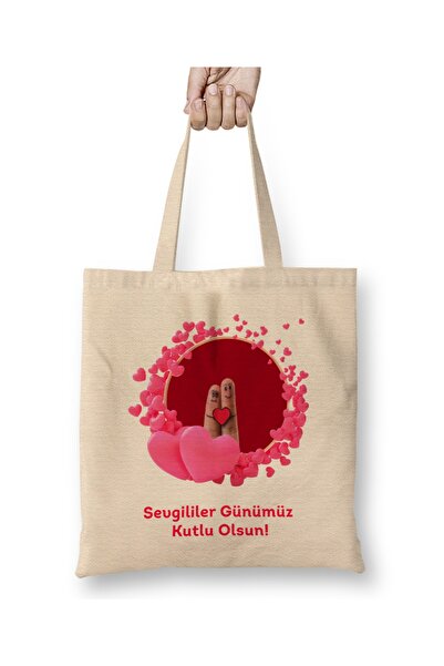 Baskı Dükkanı Poklon za Dan zaljubljenih za partnera 041 Tkanina Torba Dugačk...