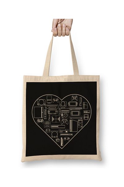 Baskı Dükkanı Geantă din pânză Gamers Heart cu mâner lung