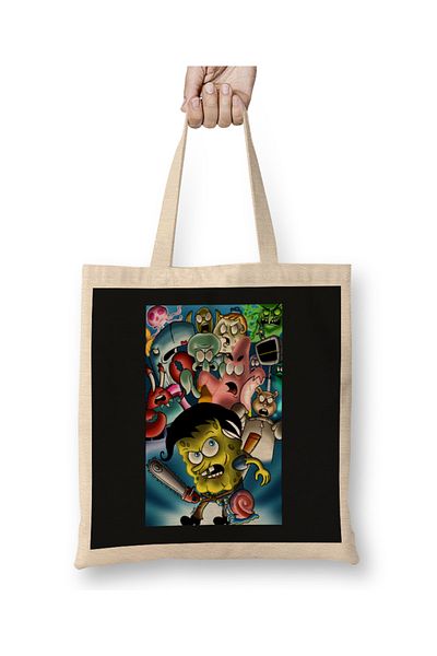 Baskı Dükkanı Geantă din pânză Evil Dead SpongeBob Spongebob cu mâner lung