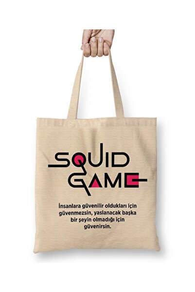 Baskı Dükkanı Squid Game 08 Geantă din pânză cu mâner lung