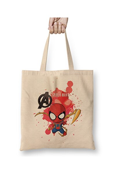 Baskı Dükkanı سبايدرمان 01 حقيبة قماش بيد طويلة