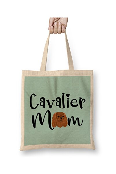 Baskı Dükkanı Ruby Cavalier King Charles Spaniel Mom Tote Bag Torba Dugačka S...