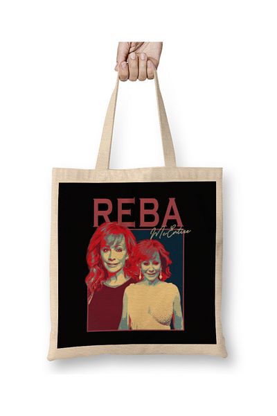 Baskı Dükkanı Υφασμάτινη τσάντα Reba Mc Ολόκληρης Χώρας με μακριά λαβή