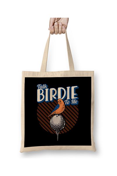 Baskı Dükkanı Cute Talk Birdie To Me Funny Golfing Pun Geantă din pânză pentru jucător de golf cu mâner lung