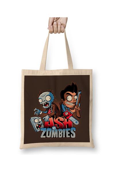 Baskı Dükkanı Biljke protiv zombija Ash protiv zombija Tkanina Torba Duga Sa ...