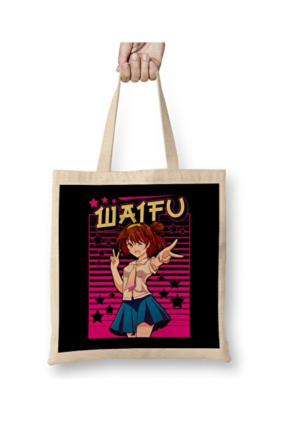 Baskı Dükkanı Slatka waifu anime devojka, divna japanska manga tkanina Torba ...