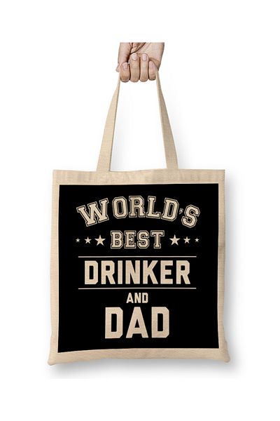 Baskı Dükkanı Fathers Day Καλύτερη υφασμάτινη τσάντα τυμπανιστή και μπαμπά στον κόσμο με μακριά λαβή