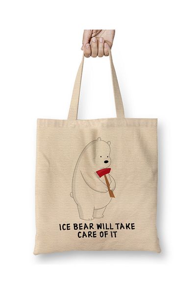 Baskı Dükkanı Υφασμάτινη τσάντα We Bare Bears Ice Bear με μακριά λαβή