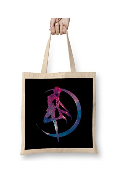 Baskı Dükkanı Geantă din pânză Sailor Moon Pattern Pink Version Mâner lung