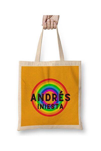 Baskı Dükkanı أندريس إنييستا - حقيبة يد كلاسيكية بتصميم قوس قزح بمقبض طويل