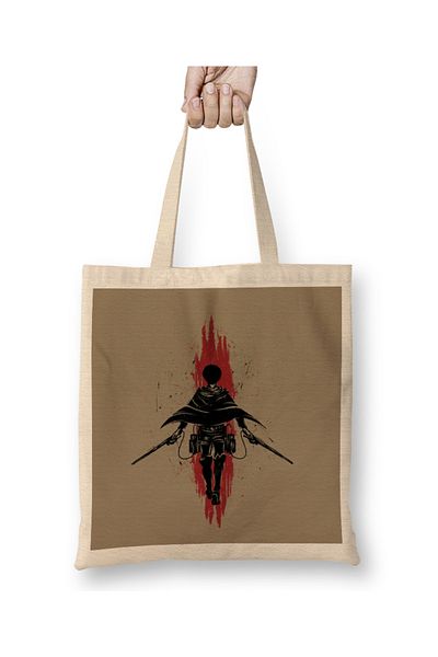 Baskı Dükkanı Η ελπίδα της ανθρωπότητας Eren Jaeger Attack On Titan υφασμάτινη τσάντα με μακριά λαβή