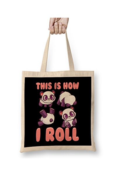 Baskı Dükkanı Slatko, ovako ja se krećem, panda, smešni mali medved, tkanina ...