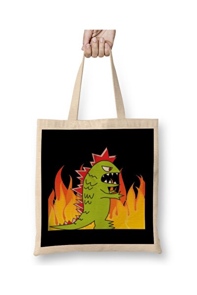 Baskı Dükkanı Ljuta Godzilla tkanina Torba duga Sa ručkom