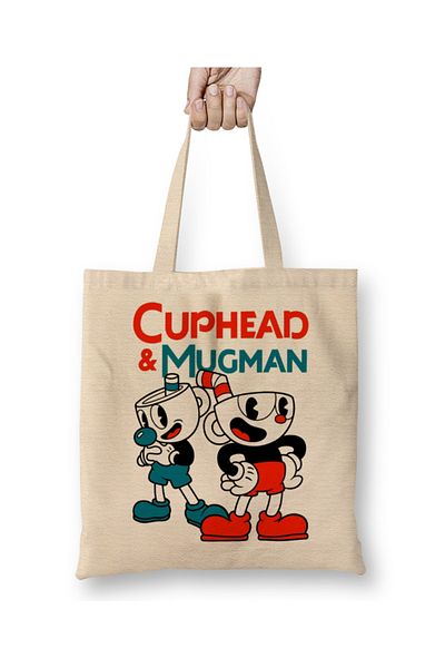 Baskı Dükkanı Υφασμάτινη τσάντα Cuphead & Mugman με μακριά λαβή