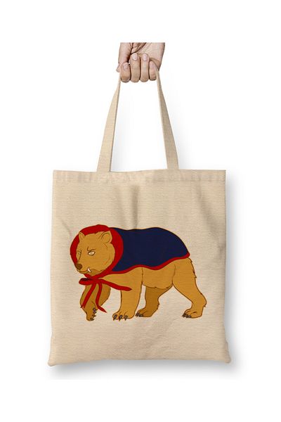 Baskı Dükkanı Χαριτωμένο Vampire Bear Halloween Funny Vampire Bear υφασμάτινη τσάντα με μακριά λαβή