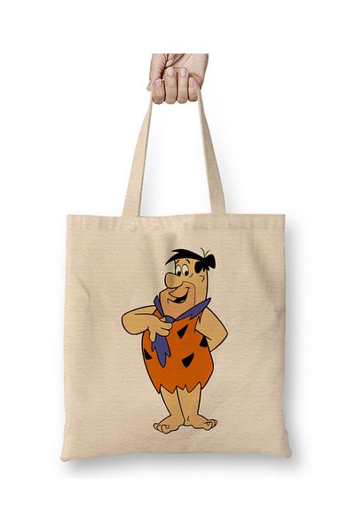 Baskı Dükkanı Υφασμάτινη τσάντα Flintstone Stone Age με μακριά λαβή