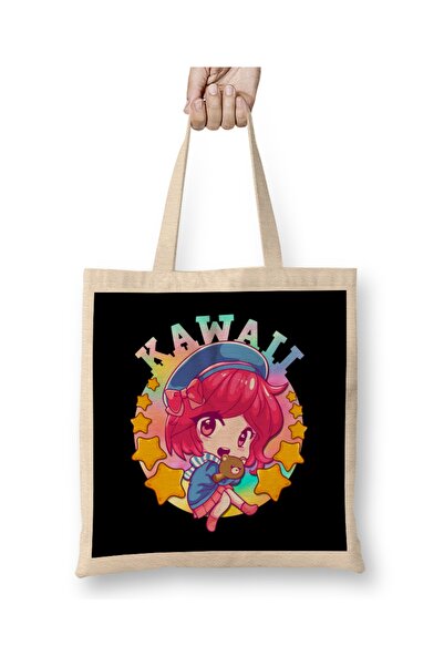 Baskı Dükkanı Kawaii slatka anime devojka japanska manga tkanina Torba duga S...