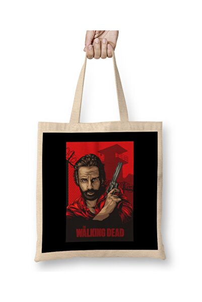 Baskı Dükkanı The Walking Dead Rick Grimes Tkanina Torba Duga Sa ručkom
