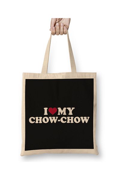 Baskı Dükkanı Chow Chow I Love My Chow Chow Geantă din pânză cu mâner lung